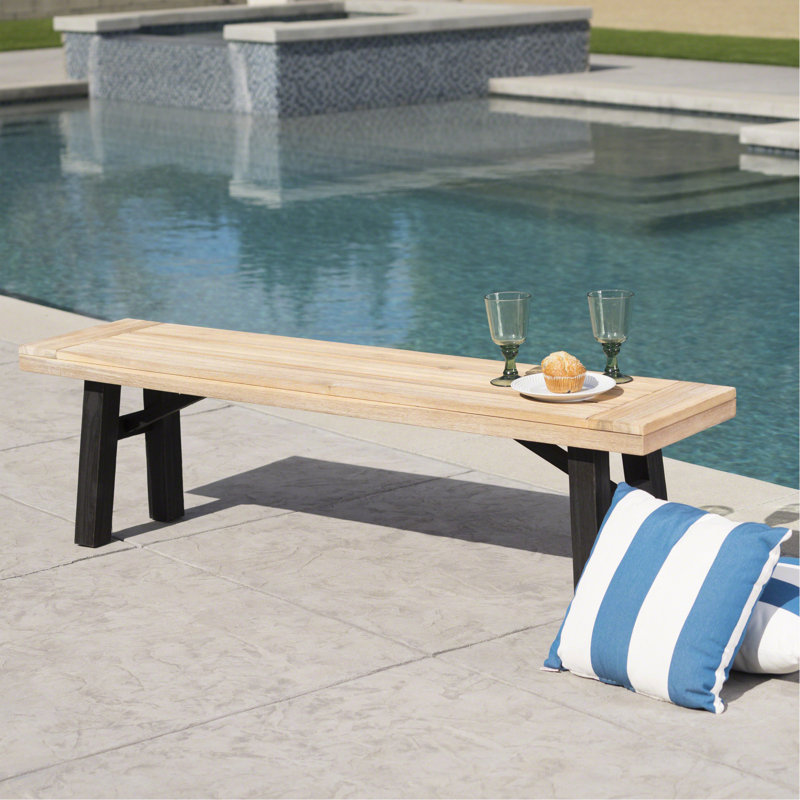Banc d'extérieur avec panneau à lattes et structure en bois d'acacia, naturel et gris, 1