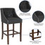 Tabouret de bar transitionnel en noyer capitonné avec garniture cloutée-746023959-750917133