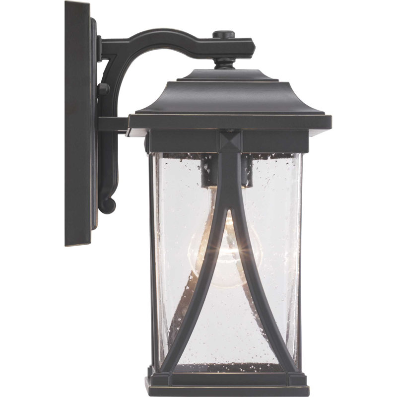 Lanterne murale d'extérieur en verre grainé Seagraves, Bronze antique, 12,25" H x 6,25" lx 8,25" D