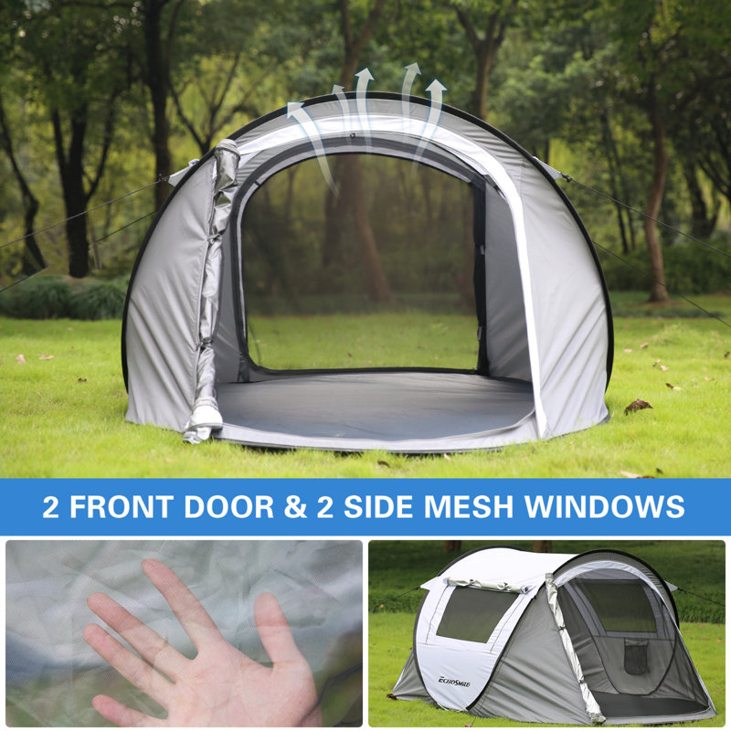 Tente de camping orange 2 personnes, Blanc / Gris
