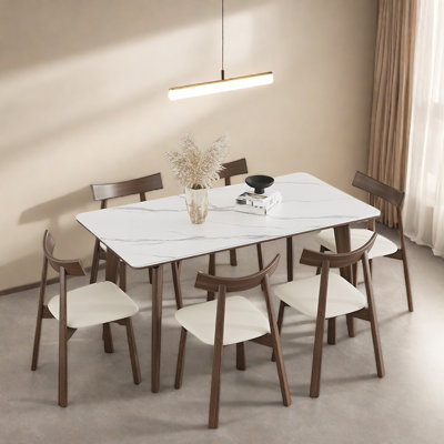 Rectangular modern simple solid wood table set