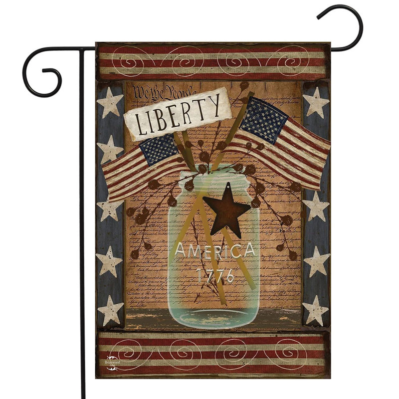 Drapeau de jardin Liberty Primitive, Brun / rouge / bleu