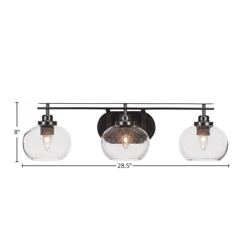 Odyssey 3 Light Bath Bar, Matte Black, Clear Bubble