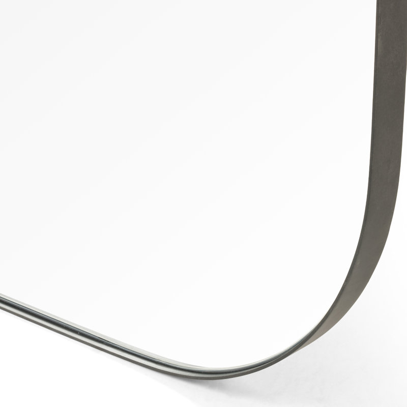 Bellvue Flat Metal Wall Mirror, 47.25" x 47.25", Dark Gray