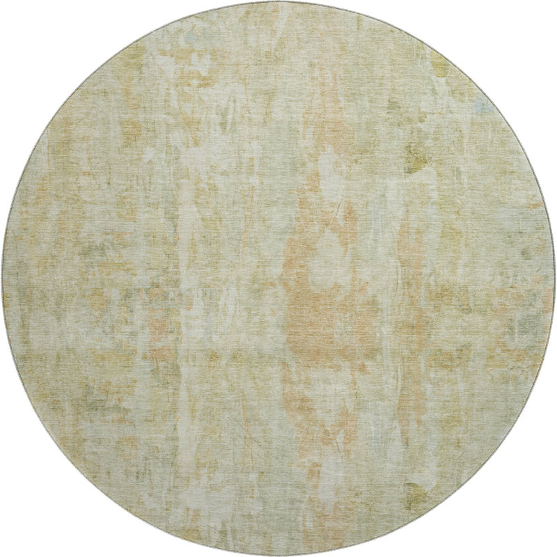 Premium Machine Washable Mayfield AMF2310 Abstract Rug, Celery, 8' Round