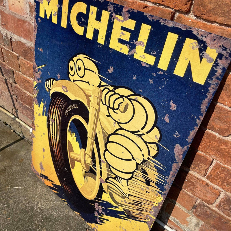 Michelin Motorcycle Motor Bike Tires - No Frame Print on Metal, 80cm H x 60cm W