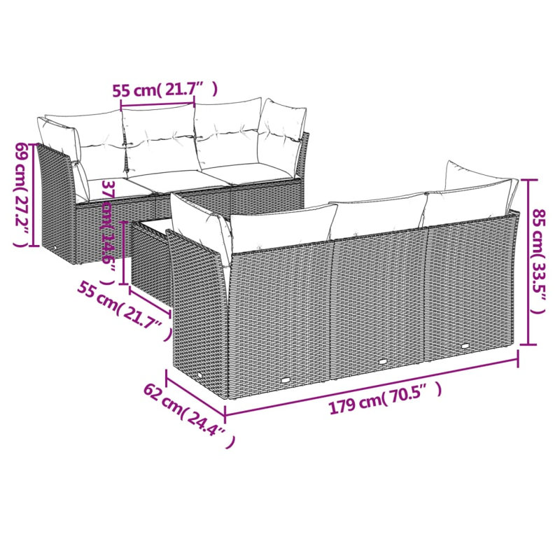 Ensemble de canapé de jardin avec coussins Vidaxl