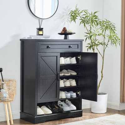 5-Tier 20 Pairs Shoe Cabinet With Drawer,Farmhouse Shoe Storage Cabinet with Doors And Adjustable Shelves For Entryway