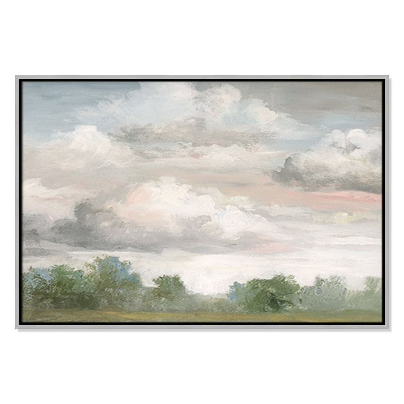 Frangia pastel matin ciel encadré sur toile par Nan, H 25,5 po x l 37,5 po x P 2 po, Cadre argenté