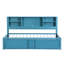 Lit de jour en métal bleu avec lit gigogne simple, rangement, tablette de rangement