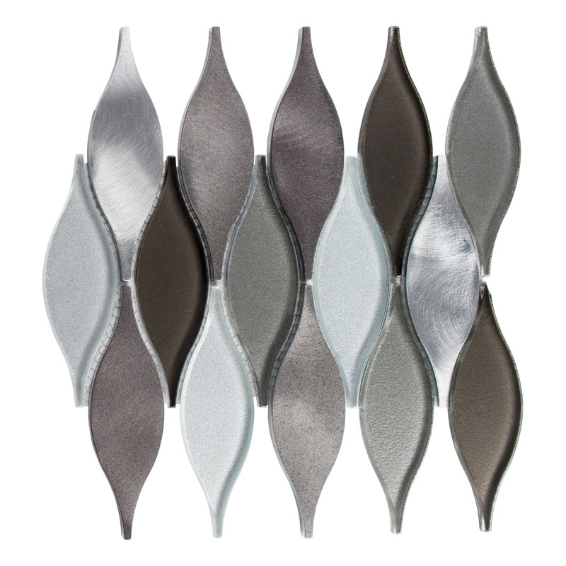 Zeille Glass and Metal Arabesque Mosaic Wall Tile, Tipper