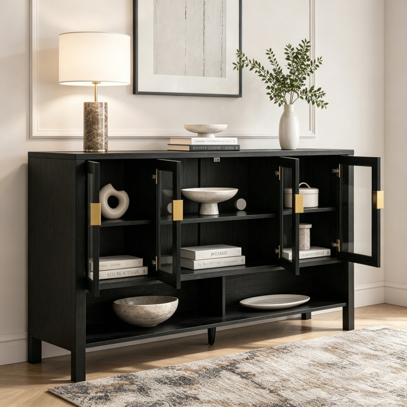 Buffet de rangement avec 4 portes, Black