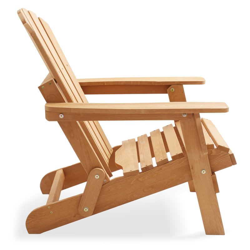 Set of 2 Natural Wood Folding Adirondack Chairs