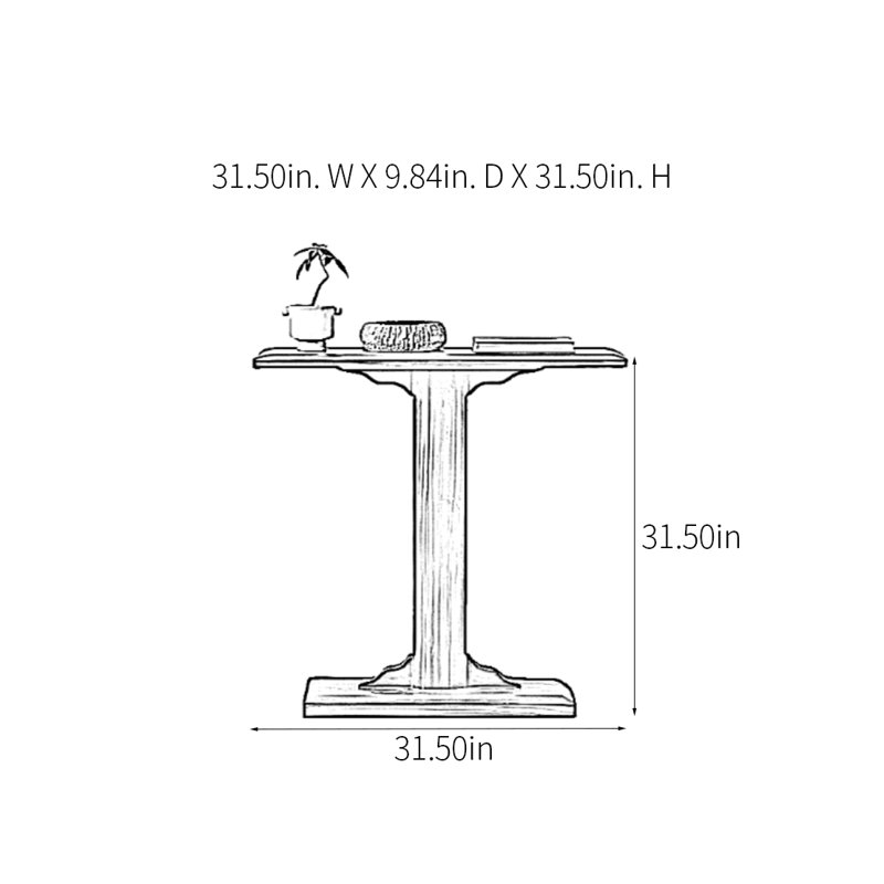 Console Minimalist Art, Bois rouge, H 31,5 po x l 31,5 po x P 9,84 po