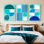 Abstrait géométrique et feuilles tropicales, art mural tendu sur toile, ensemble minimaliste moderne (ensemble de 3)-1278862126