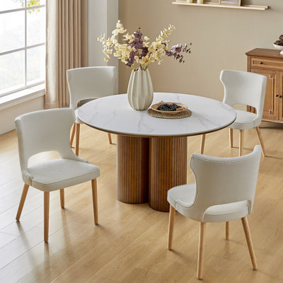 Chaises de salle à manger rembourrées de style moderne Mid-Century avec pieds en bois massif de 21,5 po Piscoya