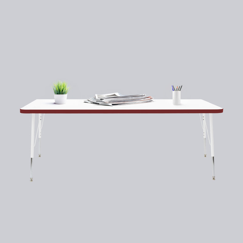 Table rectangulaire d'activités thermofusionnées avec pieds réglables et pivotants standard, Rouge