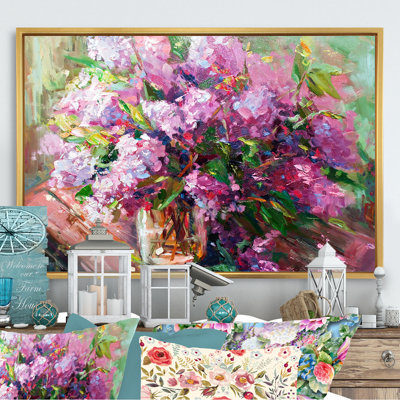 «Flowers Lilac Impressionism», reproduction sur cadre flottant sur toile