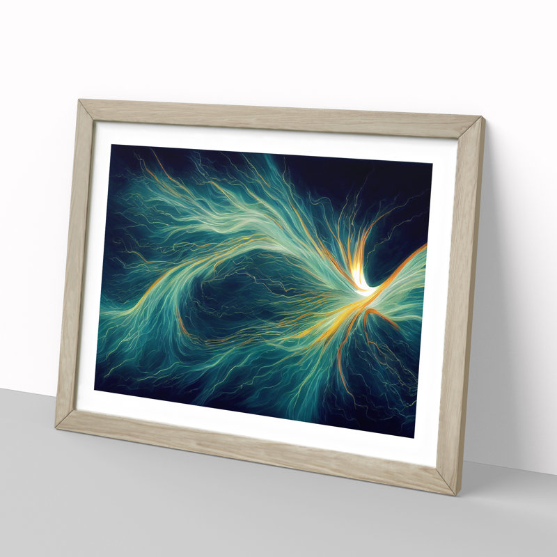 XH1022-3006X Electricity Art Painting Vol.4 - Single Picture Frame Print, 46cm H x 64cm W x 2cm D, Oak 