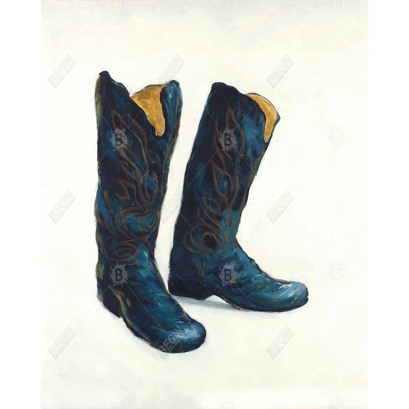 Bottes de cowboy en cuir avec imprimé matte encadré | Décoration intérieure