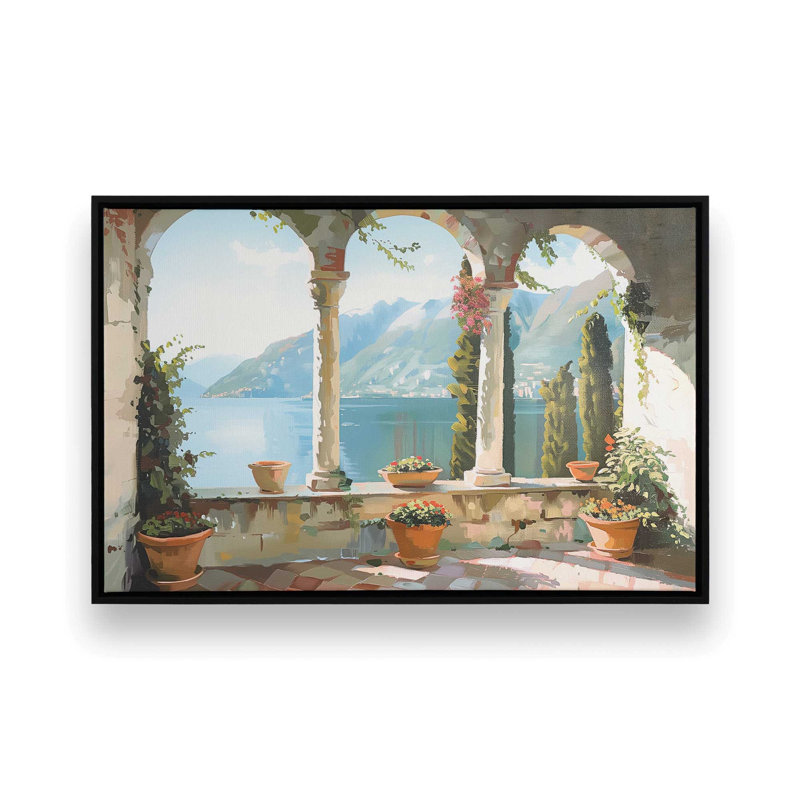 _Lakeside Repose, reproduction sur toile, Cadre flottant noir satiné, H 34 po x l 50 po x P 1,75 po