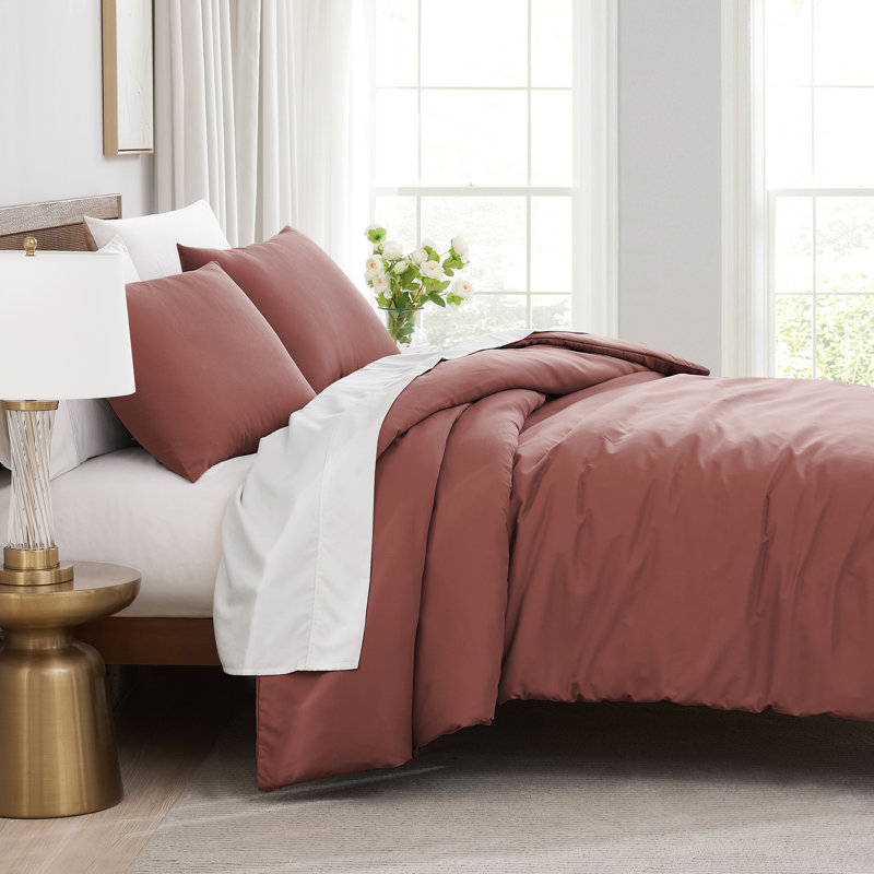 Vilano Springs ® Oversized Duvet Cover Set Microfiber with corner ties and zipper closure, Marsala