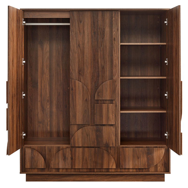 Bulwark 3-Door Wardrobe Closet In Walnut