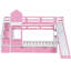 Lit superposé Twintwin - rose, avec 2 tiroirs, 3 tablettes et une glissoire, cadre, pouvant accueillir plus de 6 personnes, créant un espace personnel dans la chambre à coucher