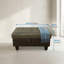 Taupe & Brown Storage Ottoman | Flannel + Faux Leather | X-Stitching | Solid Wood Frame