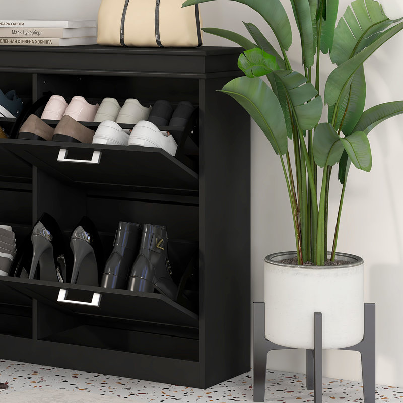 20 Pair Flip Down Shoe Storage, Black
