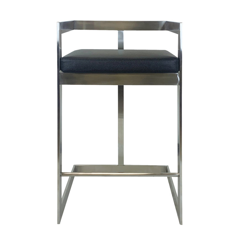 Rondions (26'' Seat Height) Counter Stool, Black/Silver Frame