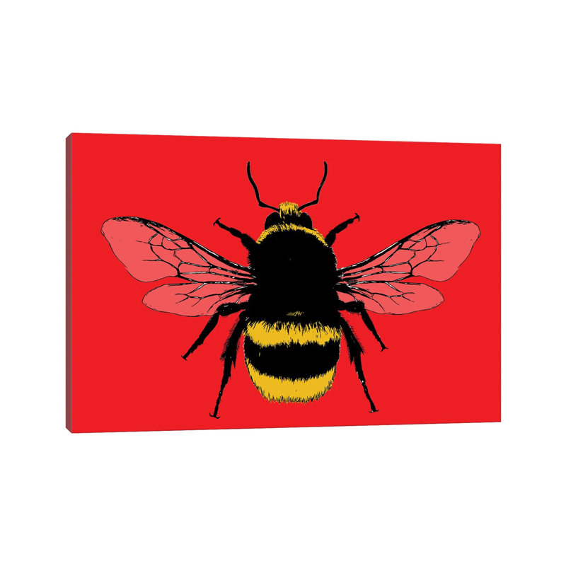 Bee Mine - Red by Gary Hogben - Wrapped Canvas Print, 20.32 cm H x 30.48 cm W