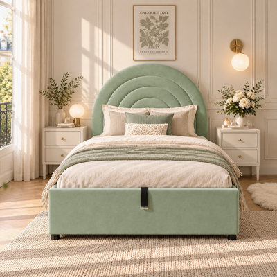 Upholstered Single (3') Lift Up Storage Ottoman Bed