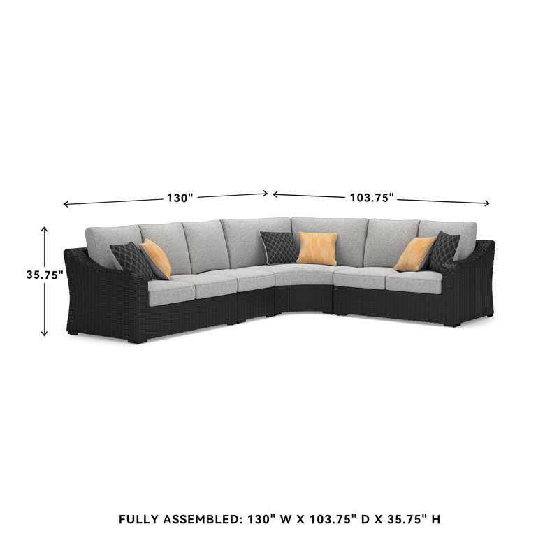 Canapé modulaire d'extérieur 4 pièces Hettie, Orienté à droite, 4