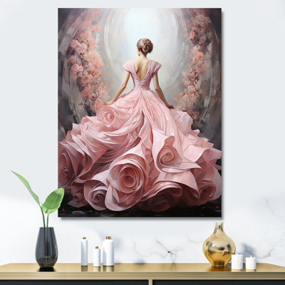 «Rose and White Woman Ballet Solitude II» - Décoration murale spirales abstraites