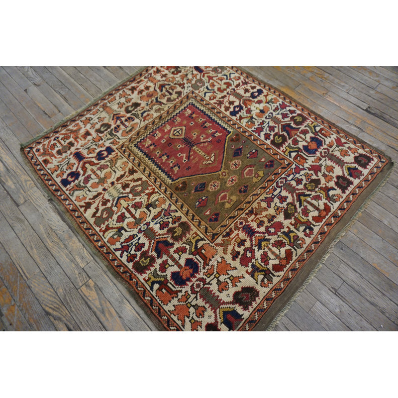 Antique Bergama Turkish Medallion Knotted Rug