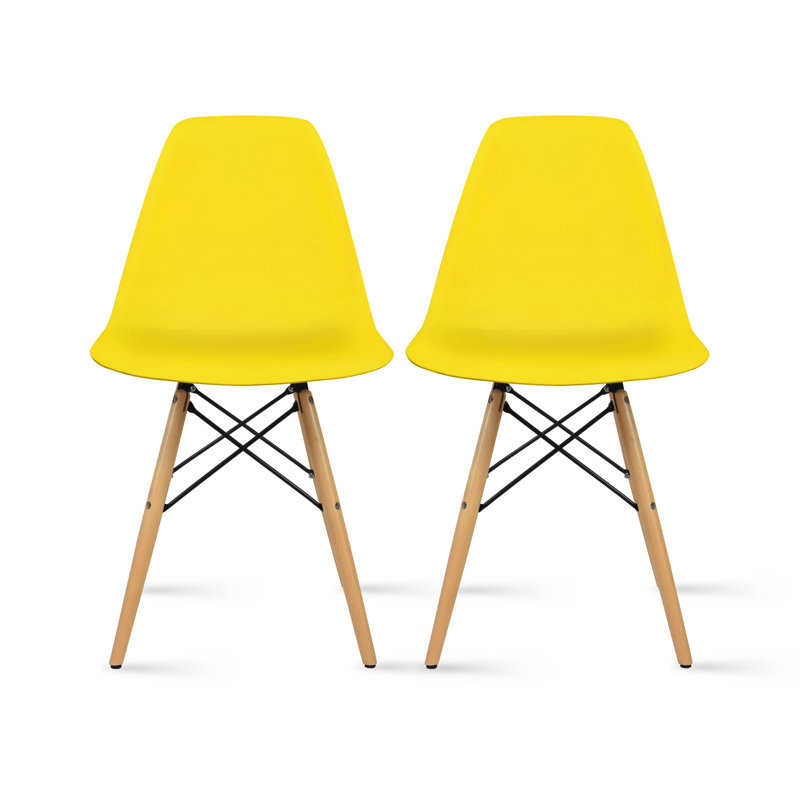 Mid Country Modern Molded Shell Designer Assemble Plastic Chair Side No Arms Wheels Armless Wooden Eiffel for Dining Room Bedroom Kitchen