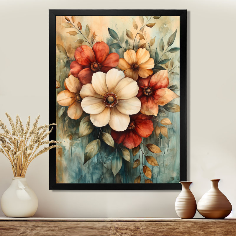 Hartley - Floral Wall Art, Noir, noir, noir, noir, H 20 po x l 12 po, Reproduction encadrée d'une seule photo
