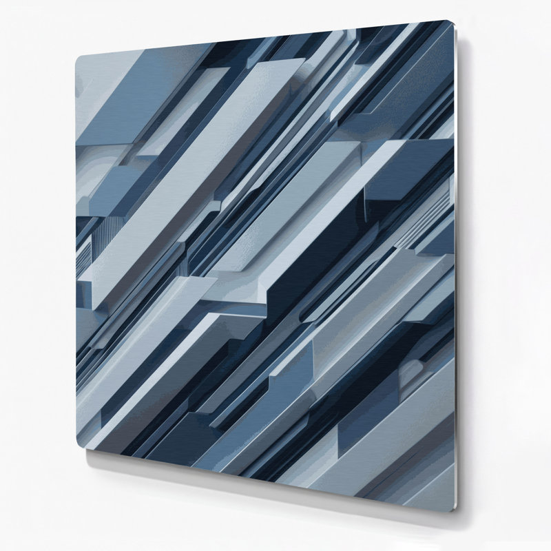 Geometric Abstraction 32 Gray Metal Wall Art, 16" H x 16" W