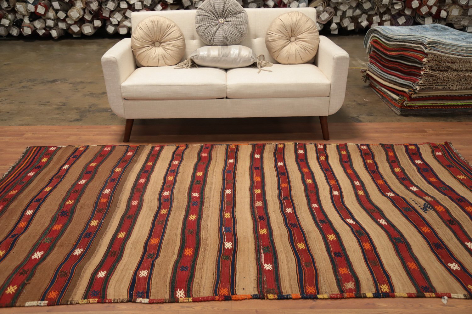 Dakota Fields Handwoven Kilim Area Rug 5x10 with Rich Earth Tones and ...
