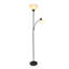 Lampe sur pied Ardelo, lampe de lecture col de cygne, noir onyx, abat-jour blanc, H 71,5 po