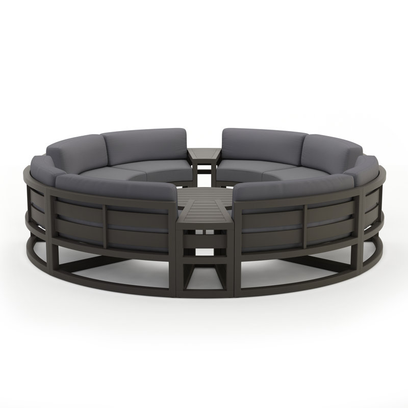 Ensemble de conversation modulaire avec coussins 7 pièces Bergeron, Toile gris anthracite Sunbrella®, Ardoise