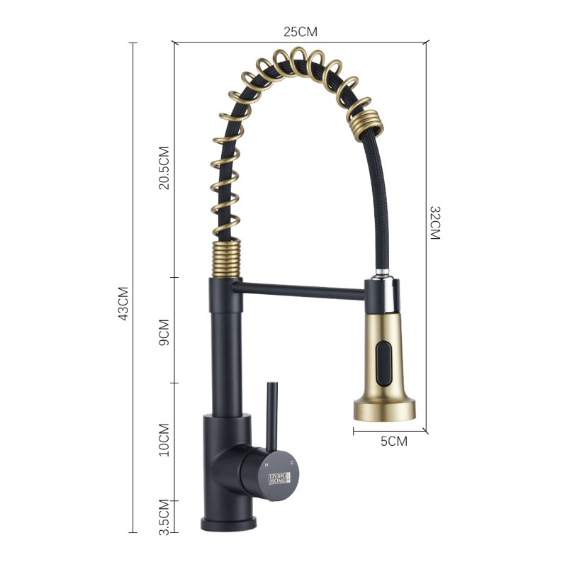 Belfry Kitchen Ailsa Kitchen Faucet, Matte Black/Gold