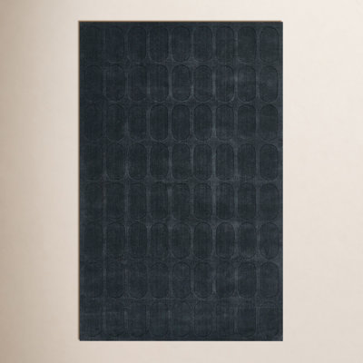 Mazzi Contour Hand Loomed Wool Geometric Navy Area Rug