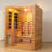 Luxury Dual-System Wood Sauna Room for 2-3 Person, Hybrid Indoor Sauna Spa,Canadian Hemlock, 4.5KW Heater, 195°F Steam+149°F Far Infrared, 10 Heating Elements, 220V, Oxygen Ionizer, 8mm Tempered-grass