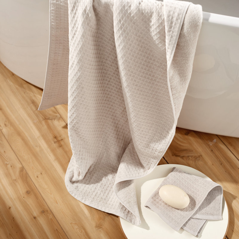 Waffle Twist Bath Towel, Beige, 6 Piece Bath Towel Set