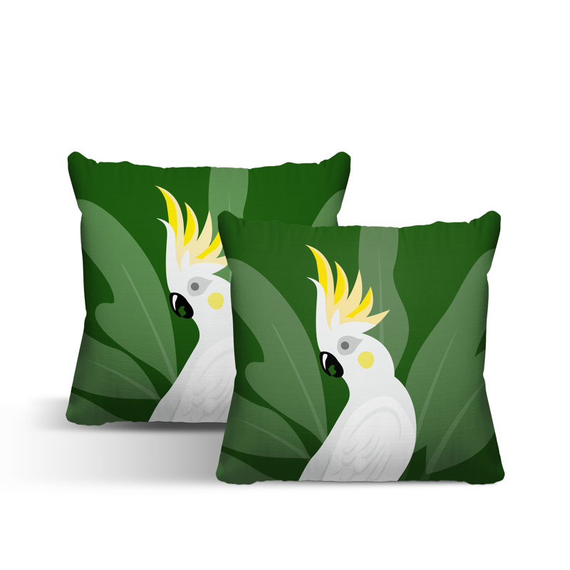 Coussin intérieur / extérieur Catoo Bird, L 17 po x H 17 po, Vert