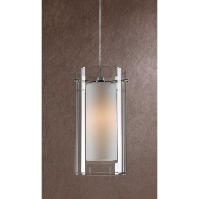Luminaire suspendu cylindrique à 1 lumière Chambless, Acier brossé 51