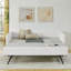 Lit de jour simple tapissier avec couchette, Boucle beige, 83 po x 43 po x 29,5 po, rayures verticales, côtés rembourrés de mousse, tissu idéal pour les cafés Boucle, motif, dossier, chambre à coucher