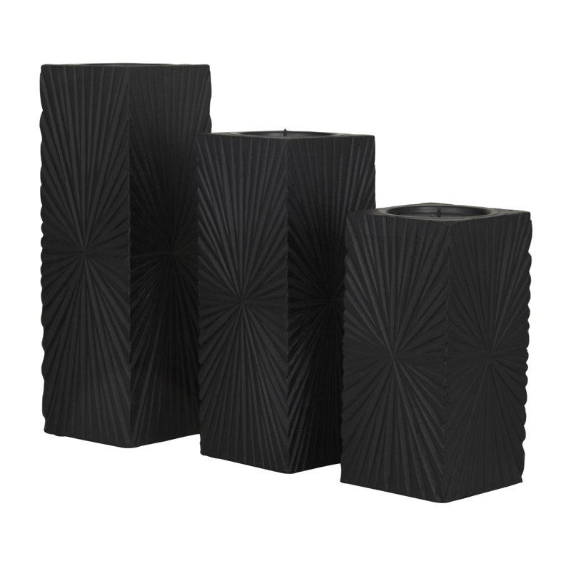 Ensemble de porte-bougie en bois, Noir